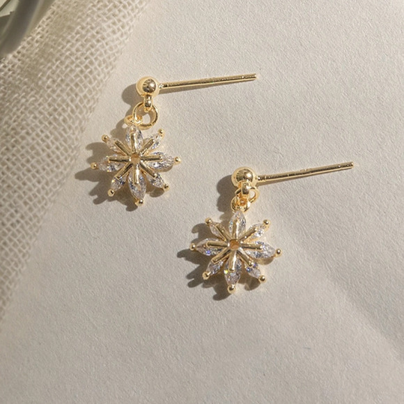 Skylier Shiny Star Crystal Gold Earrings - Picture 6 of 7